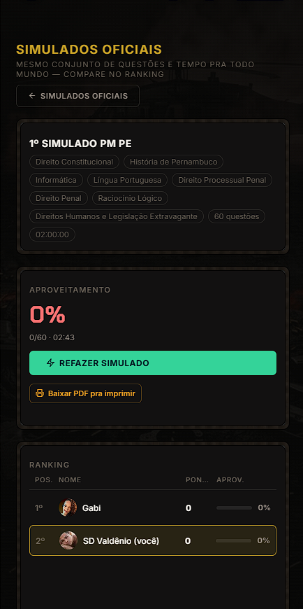 SIMULADOS OFICIAIS E RANKING